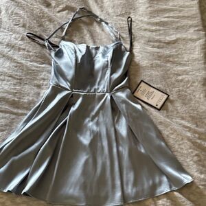Satin Slip Dress with Thin Straps and Laced Back size 3